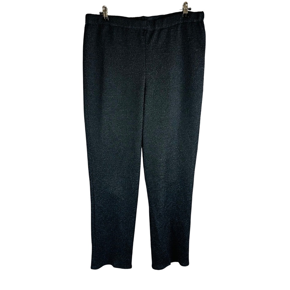 Elizeh By Lily & Taylor Couture Womans 12 Pants Pull On Stretch Black Crinkle